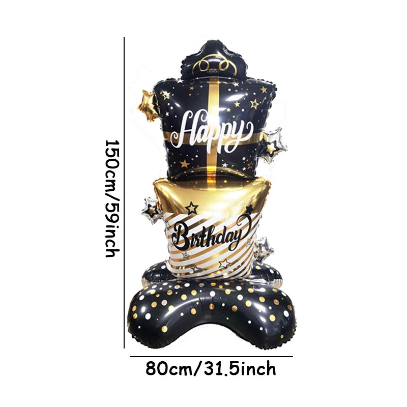 150cm Table floor black and gold birthday balloon