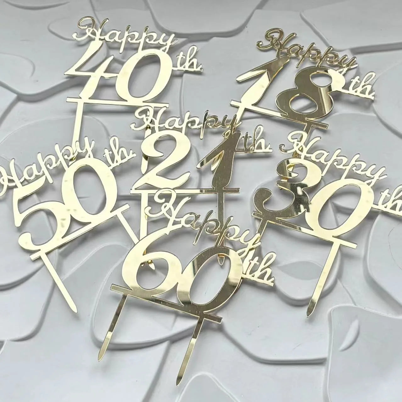 18th 21st 30th 40th 50th 60th gold cake topper