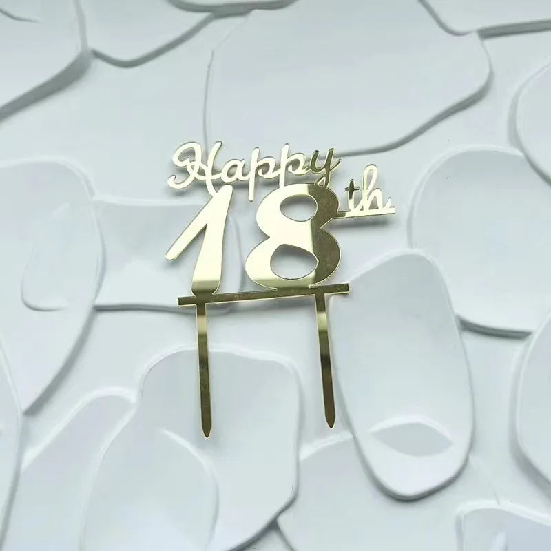 18th gold cake topper