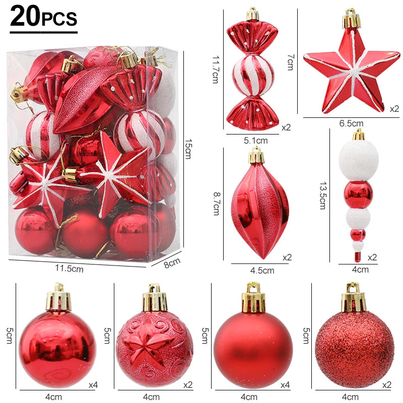 20 piece candy cane red christmas ornaments