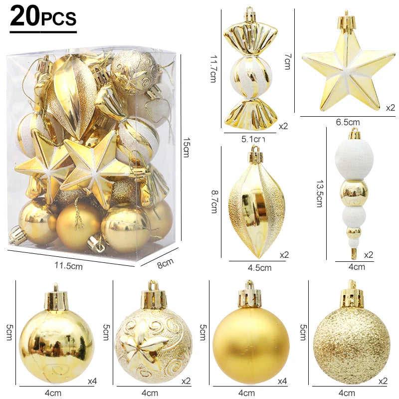20 piece luxury gold christmas decorations