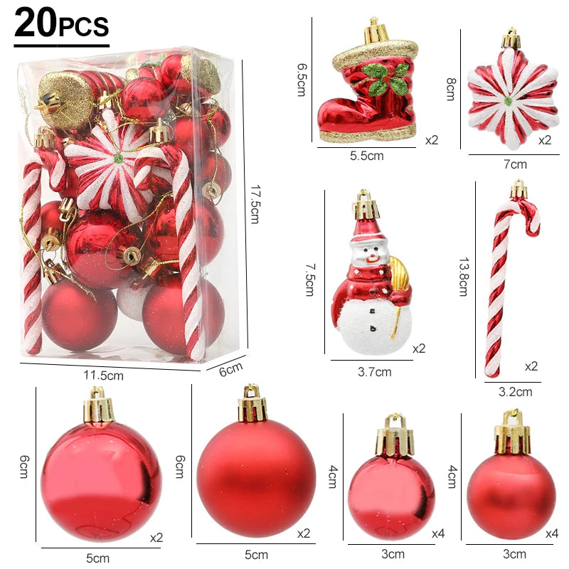 20 piece red christmas tree decorations