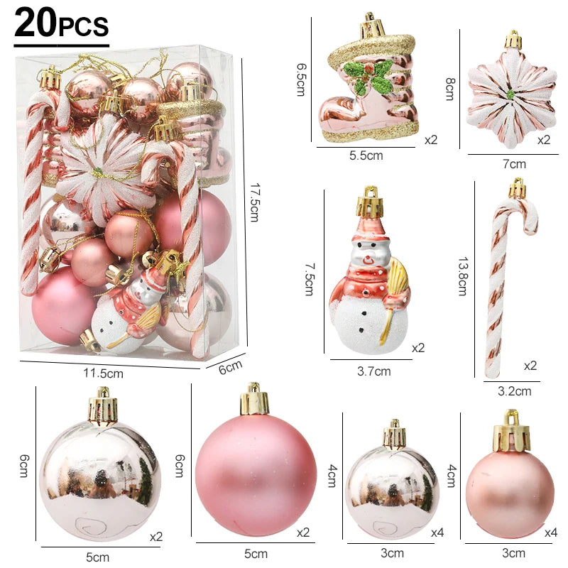 20pc rose gold christmas tree ornaments