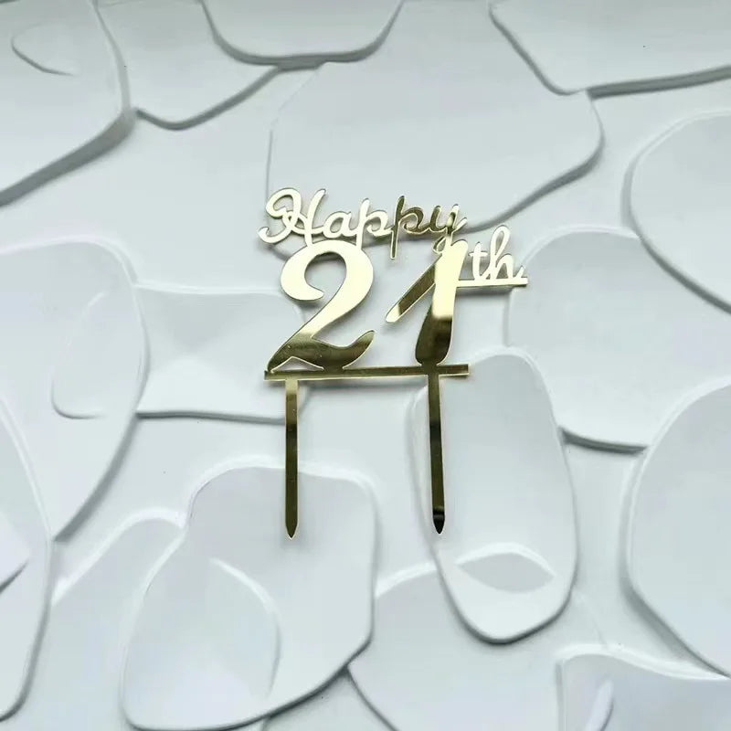 21st gold cake topper