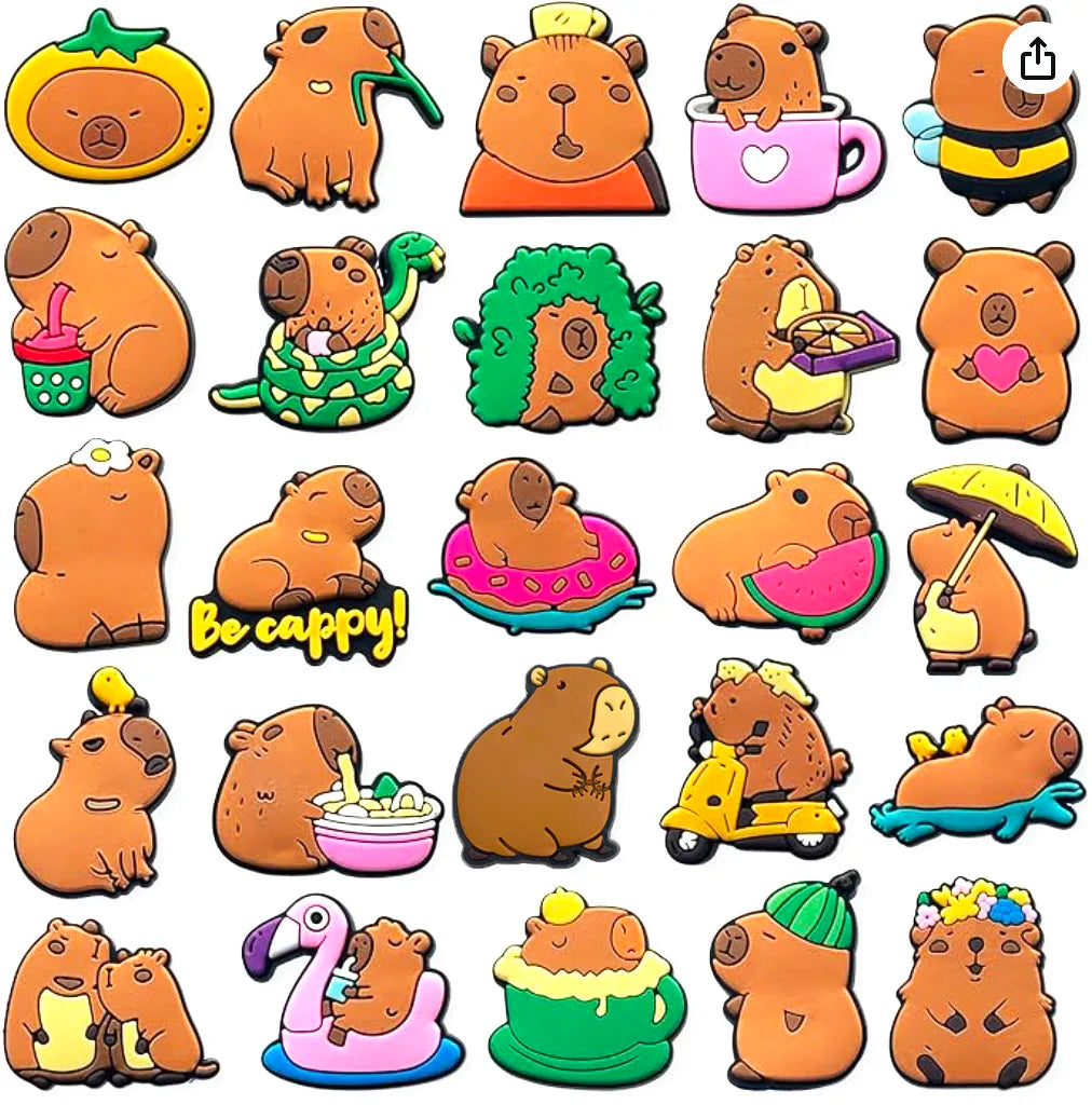 25pc capybara shoe charms