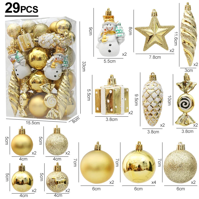 29 piece gold christmas decorations