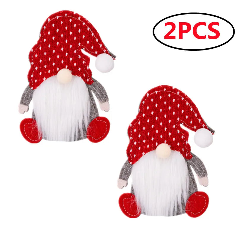 2 pcs Christmas gnome cutlery holders red spotty hat