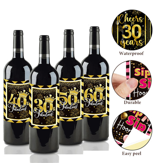 30th 40th 50th. 60th Wine bottle stickers