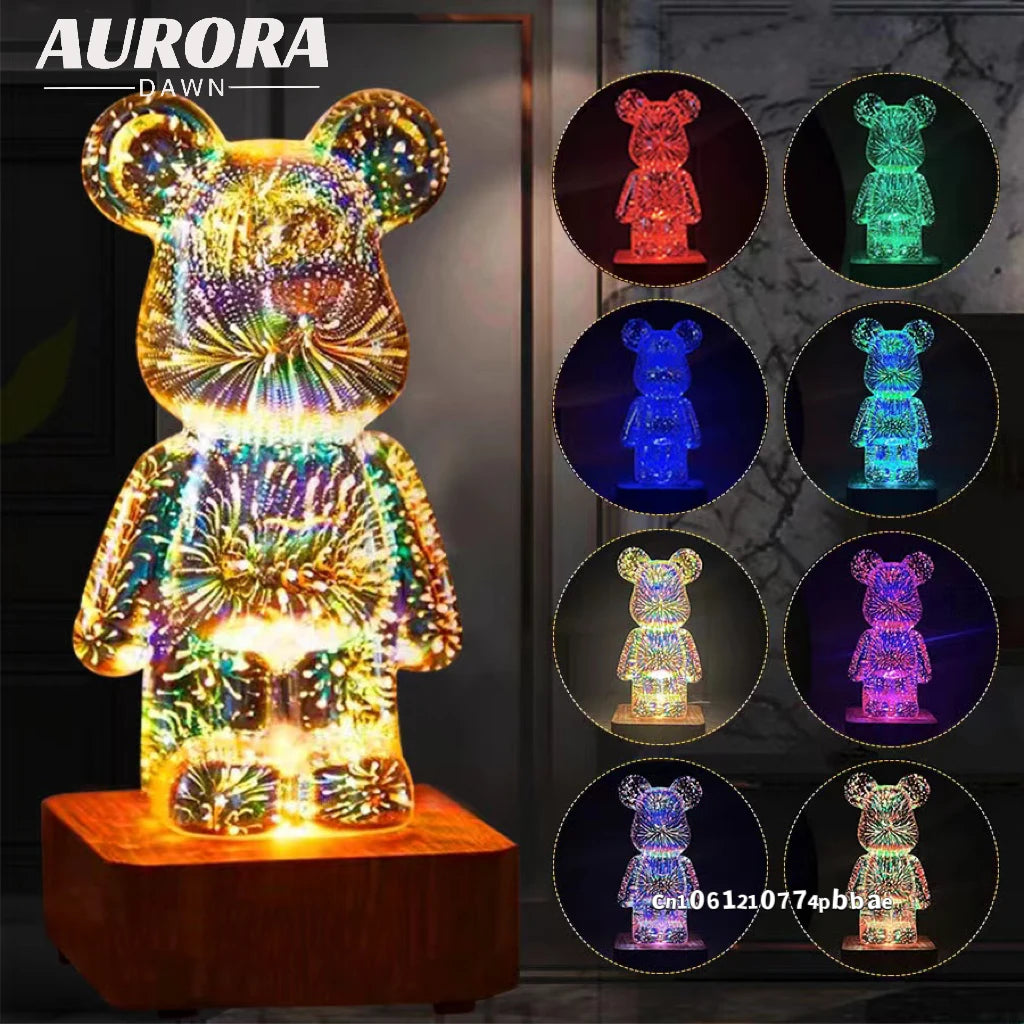 3D Bear Firework night light 7 colours