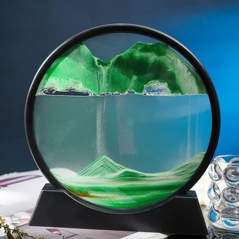 3D sand art ornament in green with black frame