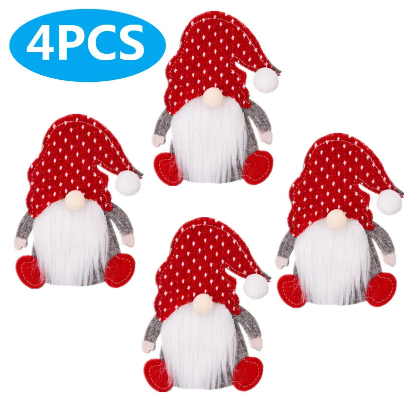 4 x Cutlery holder christmas gnome spot hat