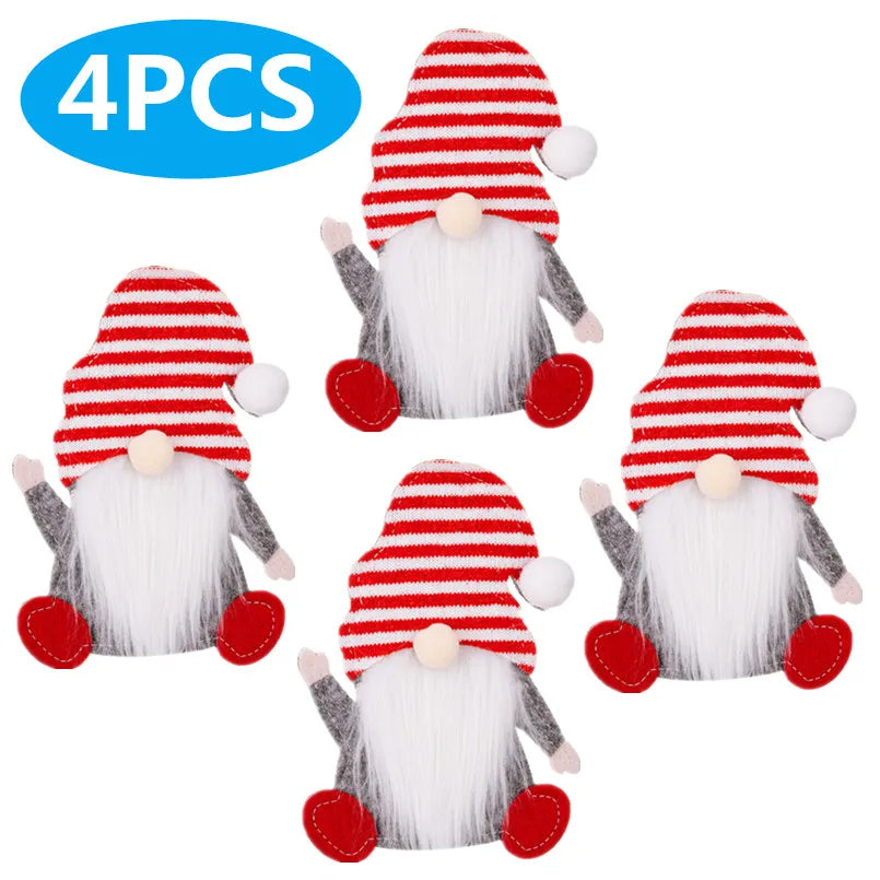 4 x Cutlery holder christmas gnome striped hat