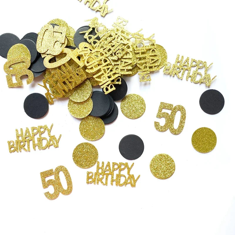 50th birthday table confetti circles