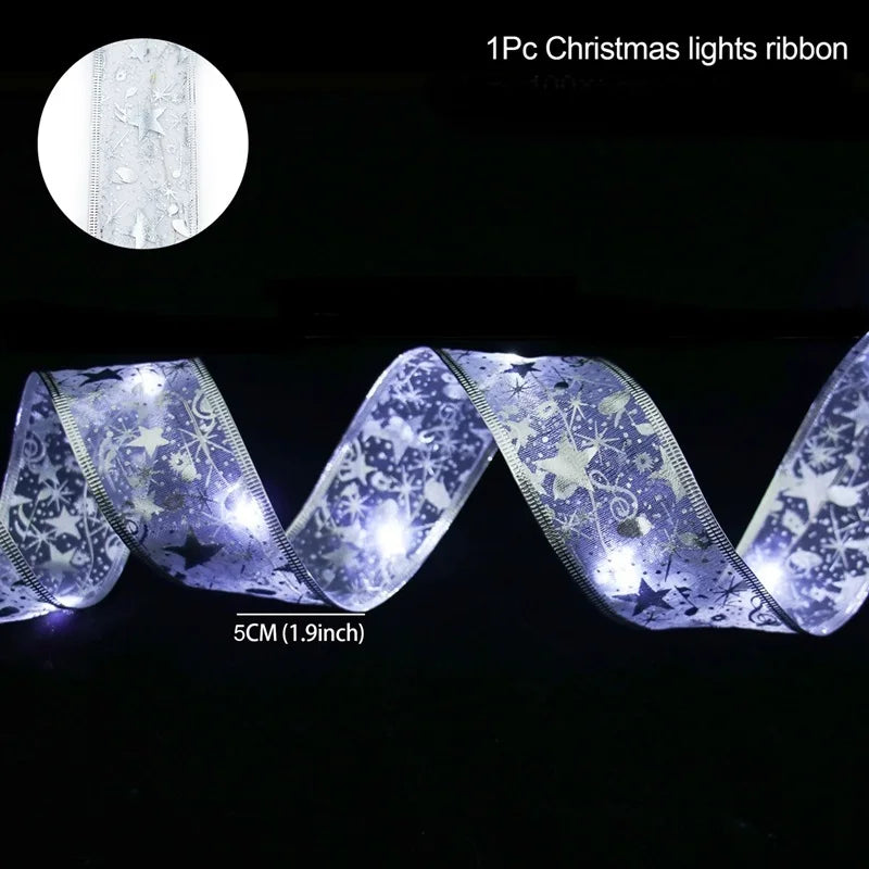 5cm Width Silver ribbon white Lights