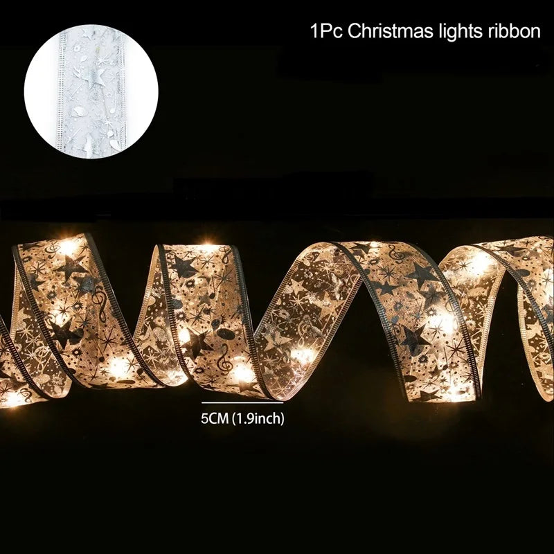 5cm width Silver Ribbon Warm LED lights