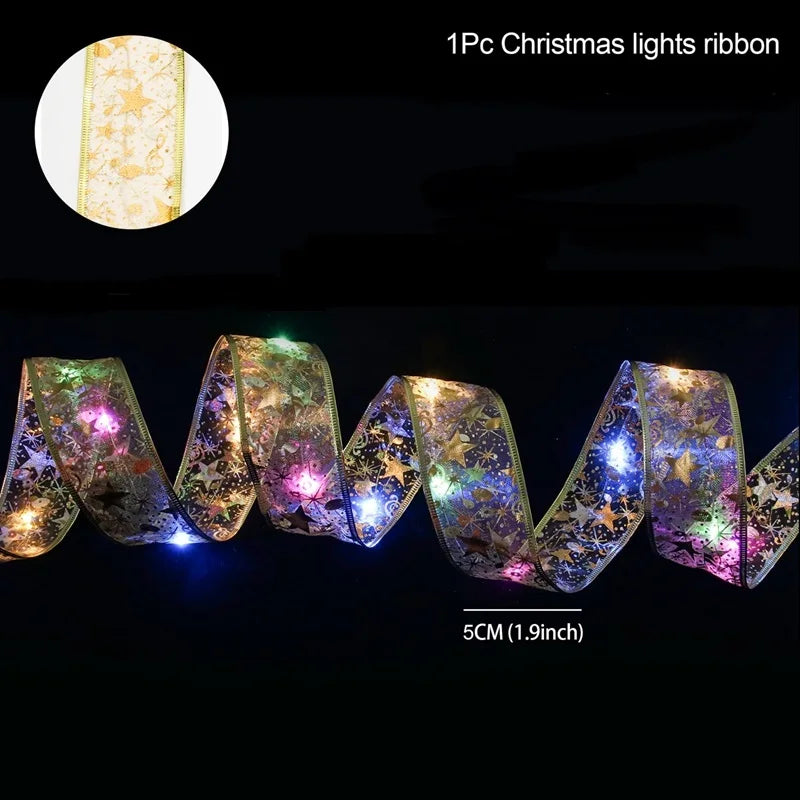 5cm width Silver ribbon colour lights