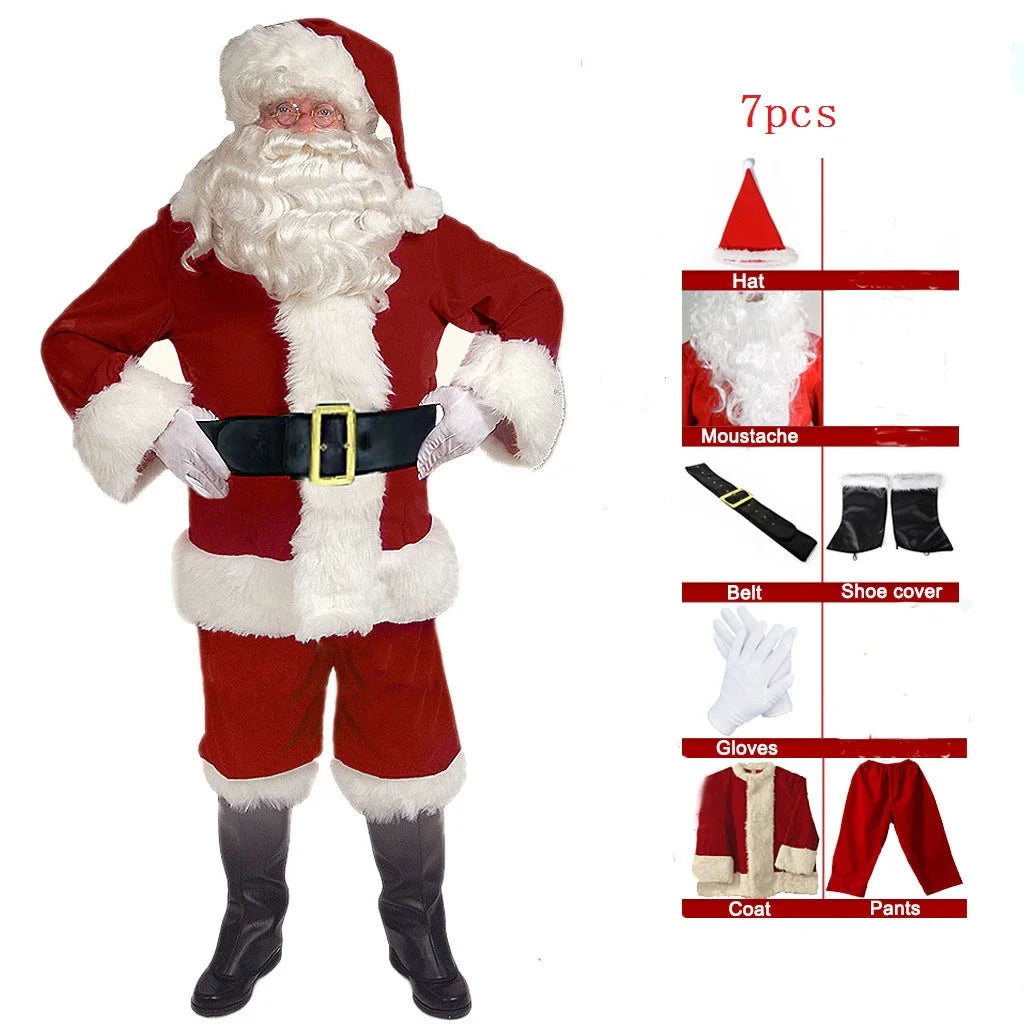 Santa Claus costume with accessories on a white background