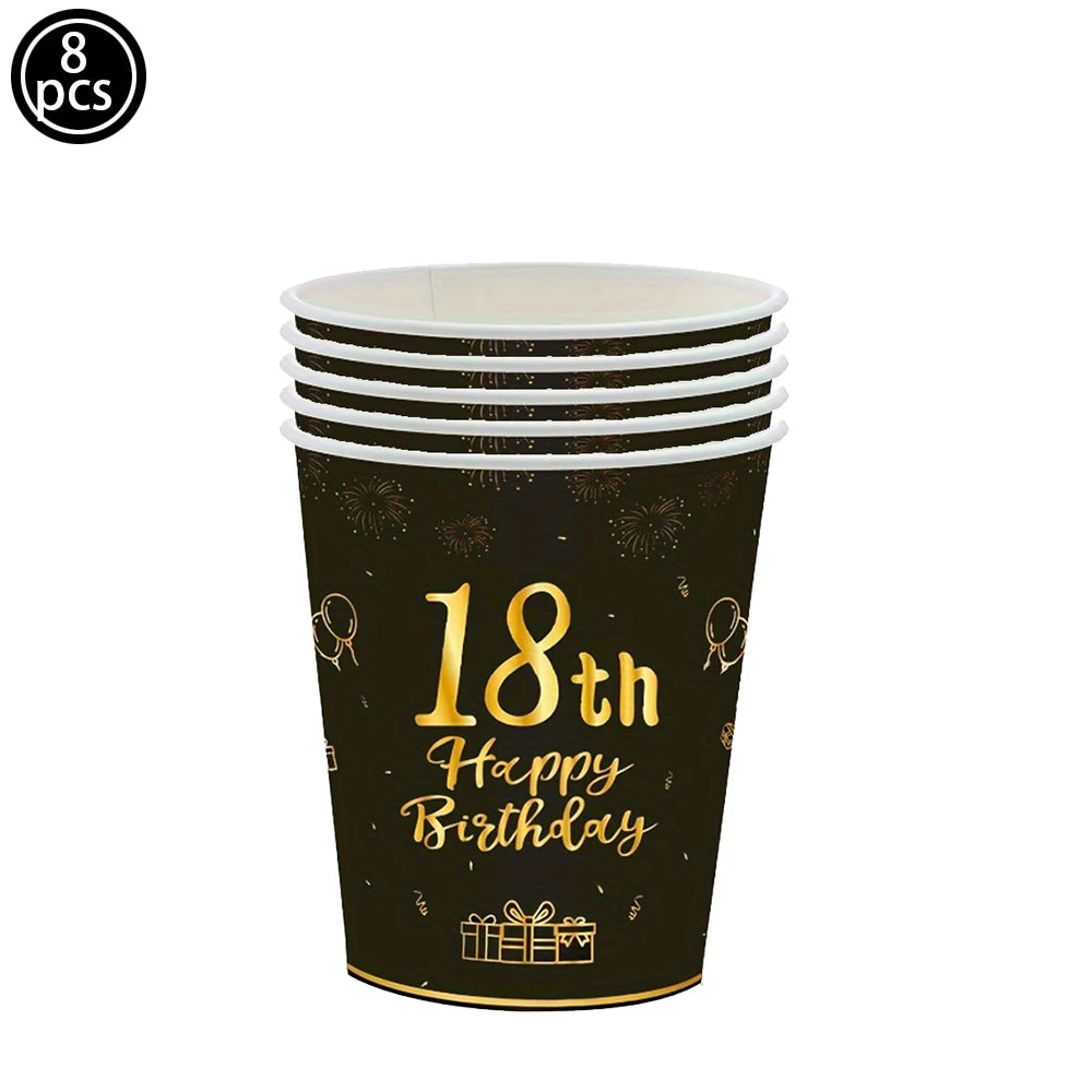 8pc set 19th Birthday paper cups