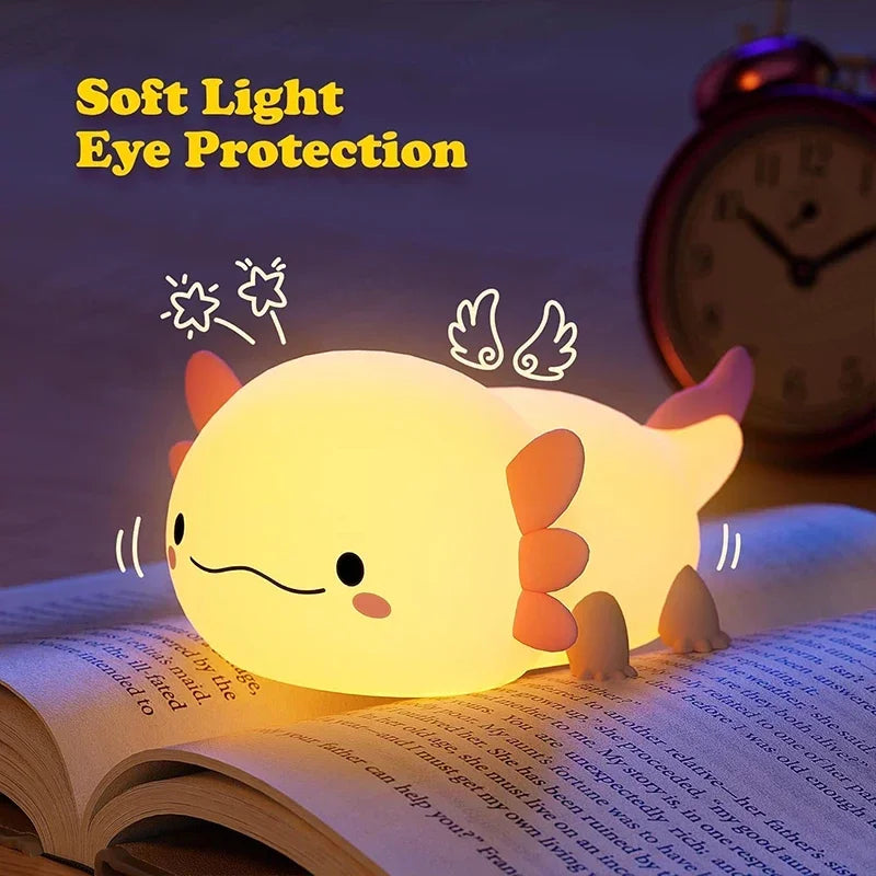 Axolotl night light for kids soft light eye protection
