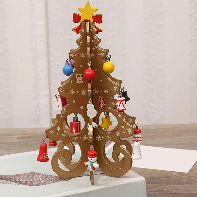 Beige wooden Christmas decoration desk ornament
