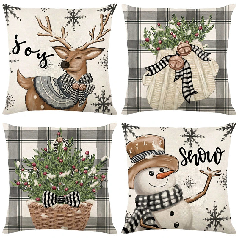 Black and white Christmas cushion covers
