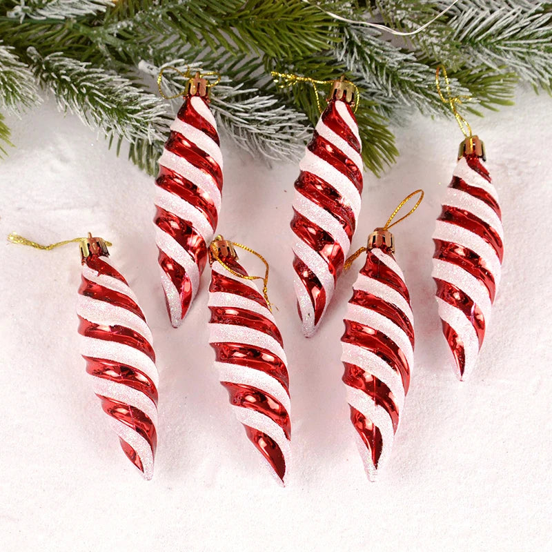 CONE Christmas tree ornaments RED white