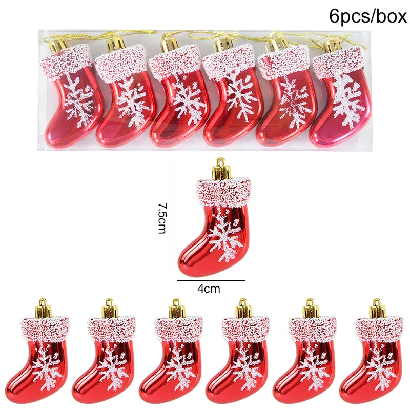 Candy Cane hanging sock ornament 6pcs
