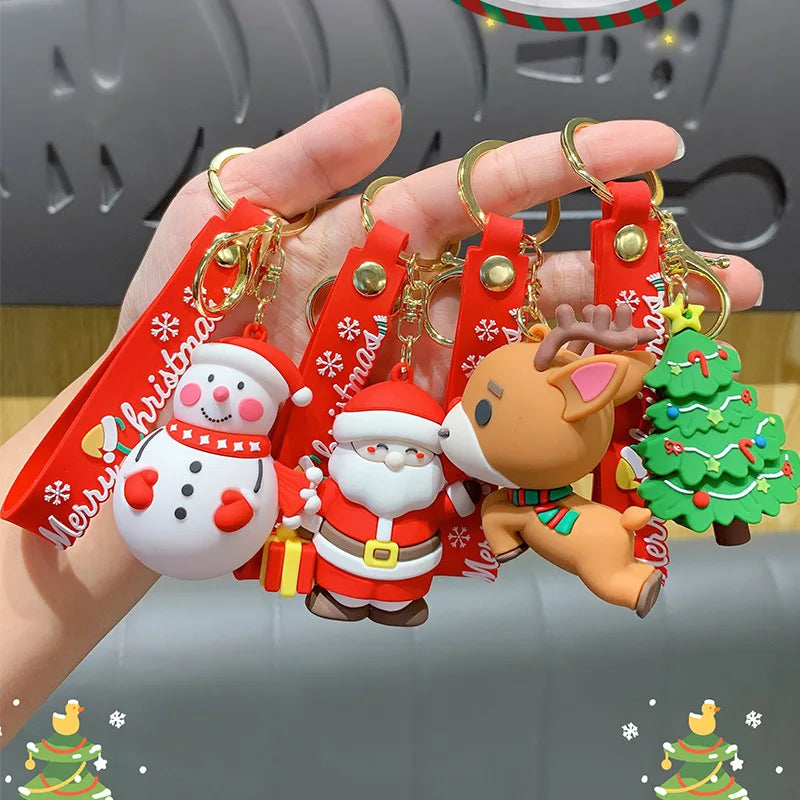 12 Pcs Christas Keychains Christas Keyring,Santa Claus Snowan Key
