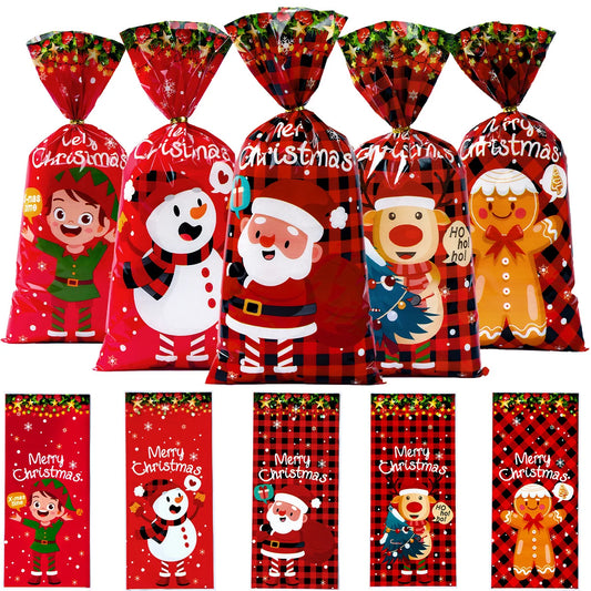 Christmas Party Bags Elf Snowman Santa Reindeer Gingerbread Man