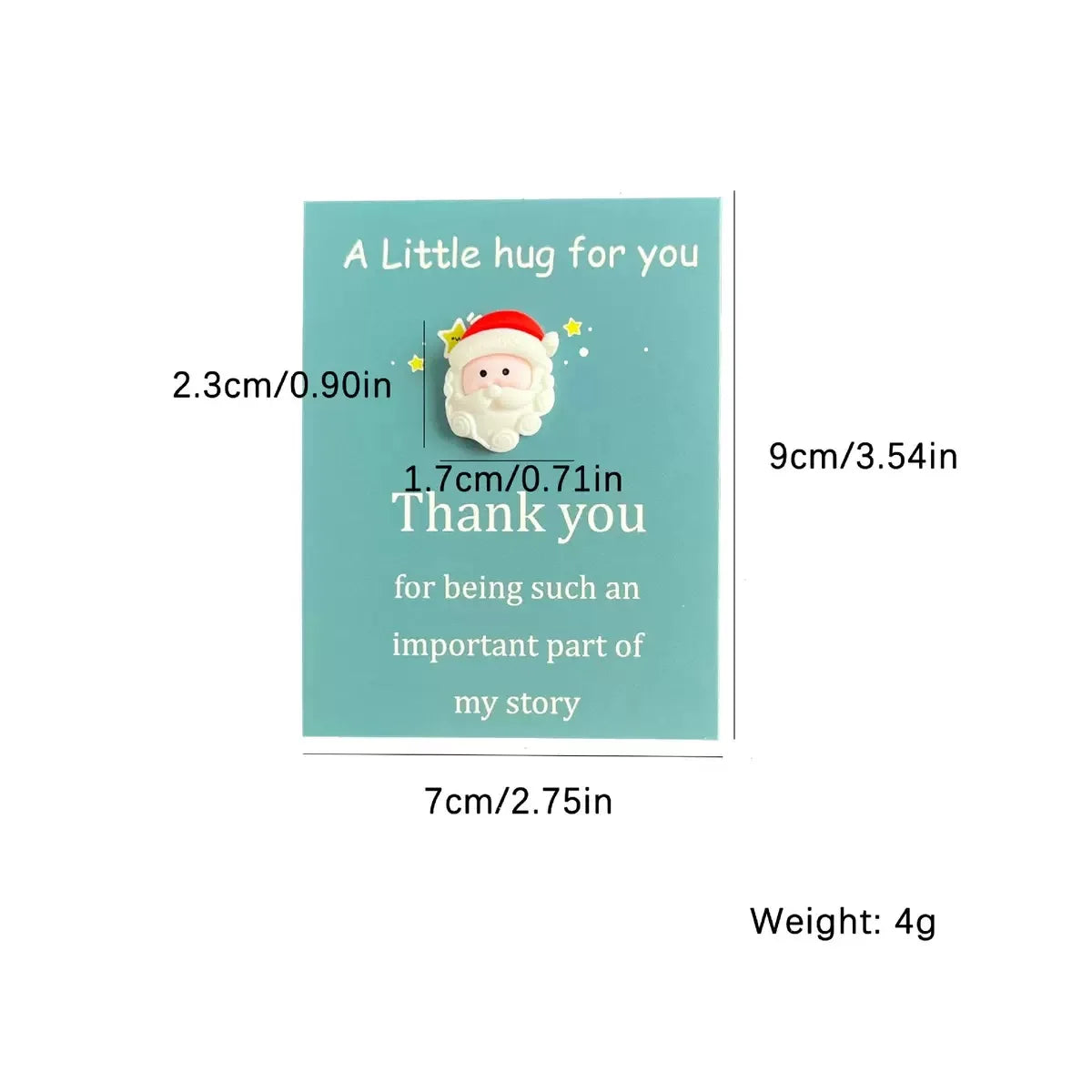 Christmas Pocket Hug Card Dimensions