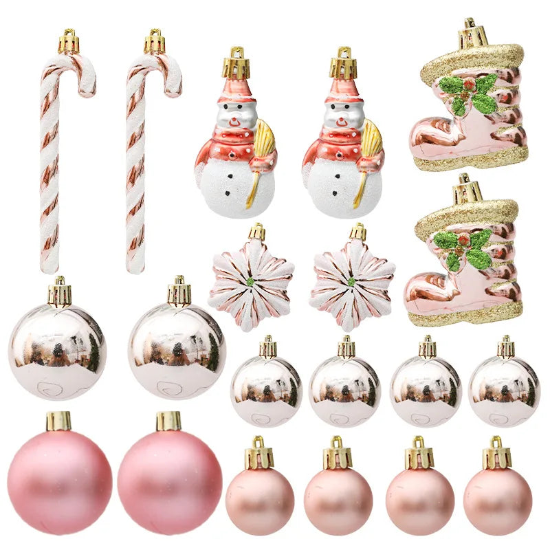 Christmas Tree Baubles snowman boot rose gold
