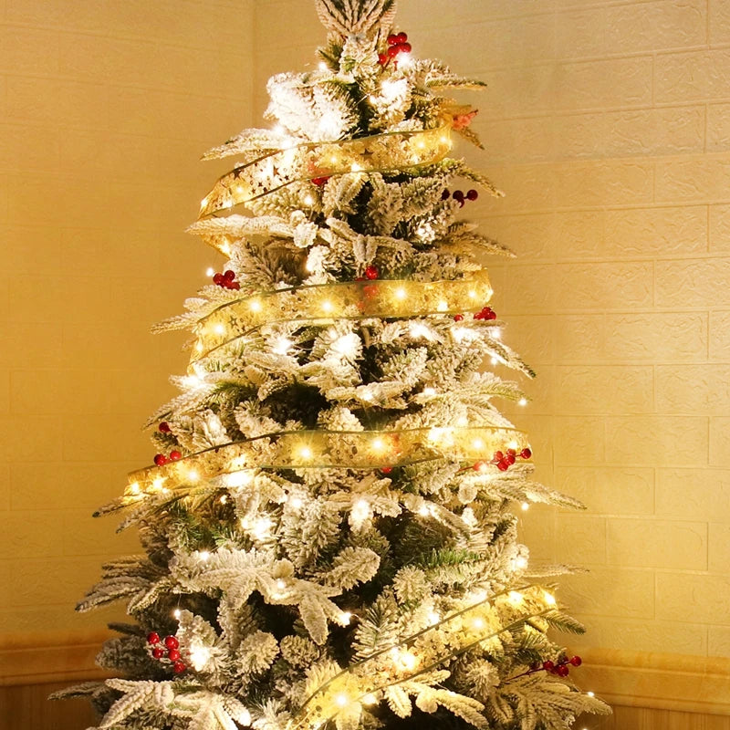 Christmas Tree Ribbon with Battery Powered Lights
