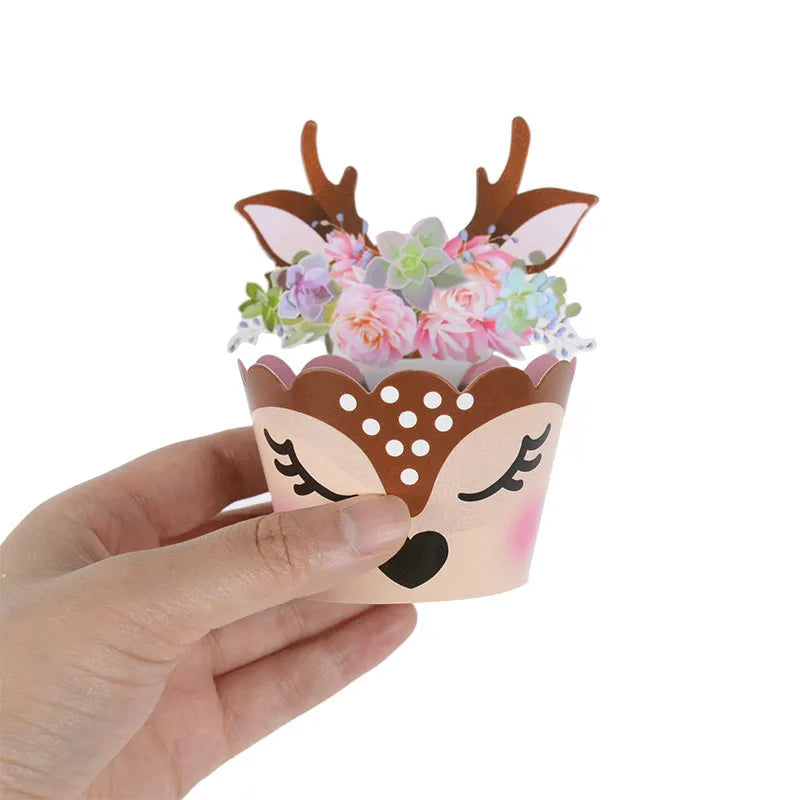 Christmas cupcake collars and toppers Reindeer