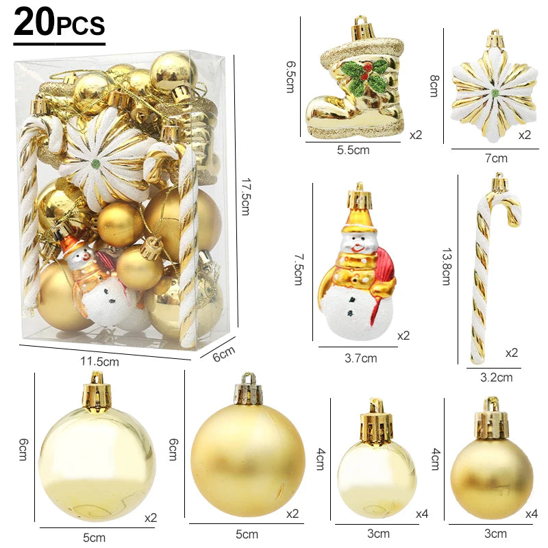 Christmas decorations gold star candy cane boot snowman