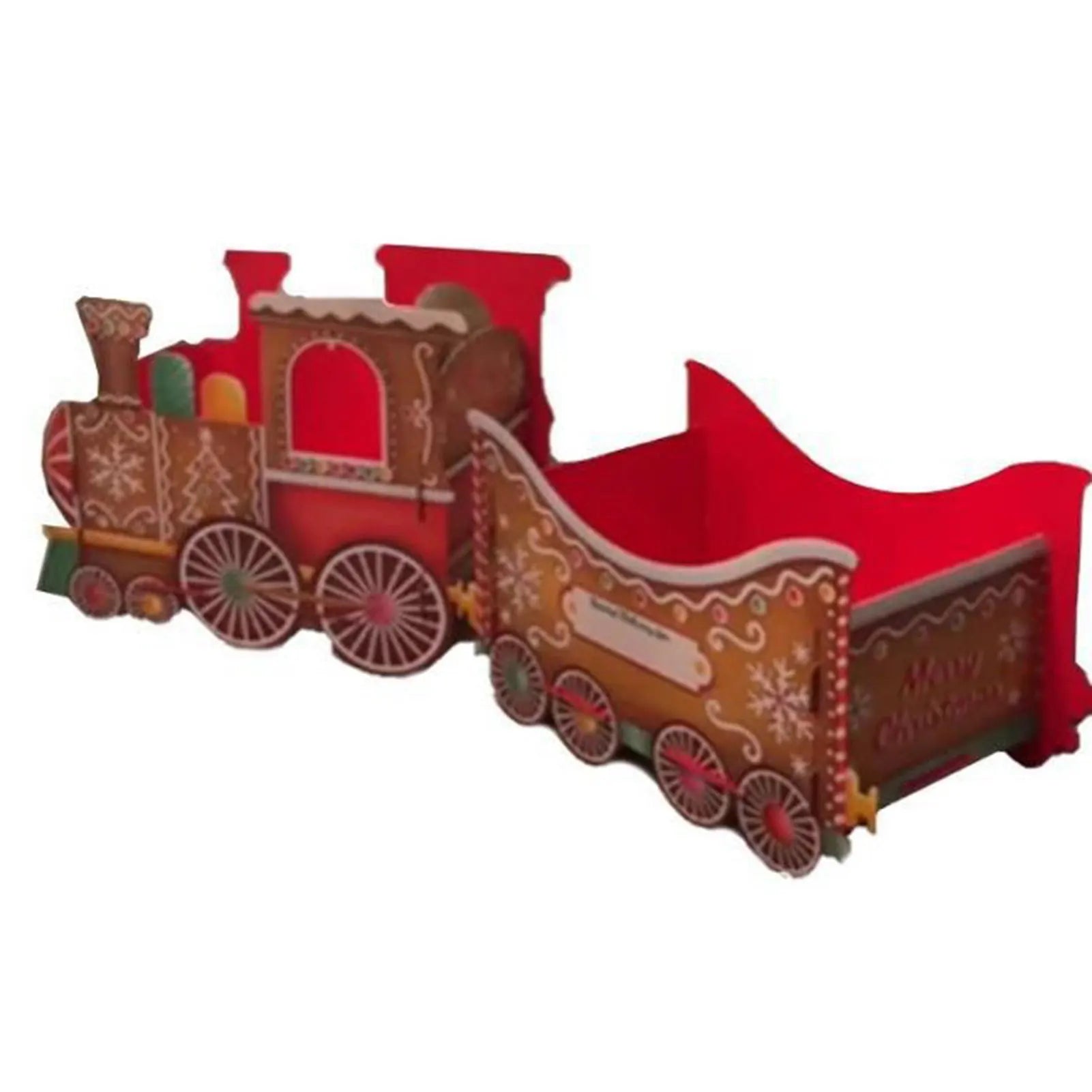 Decorative gingerbread train gift holder set  on a white background