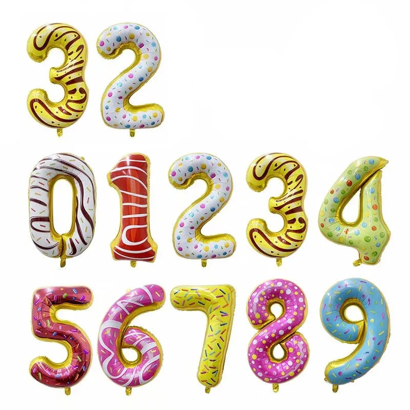 Funky sweet pattern number foil balloons