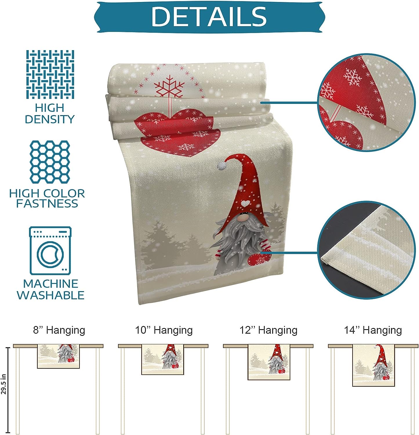 Gnome Table Runner Christmas washing instructions