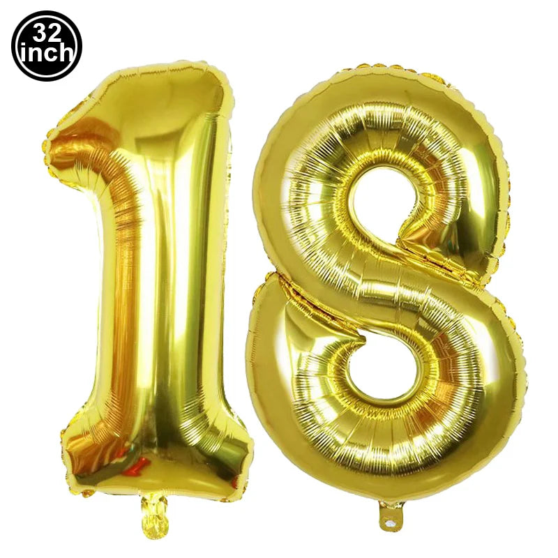 Gold 32 inch 18th birthday balloon foil