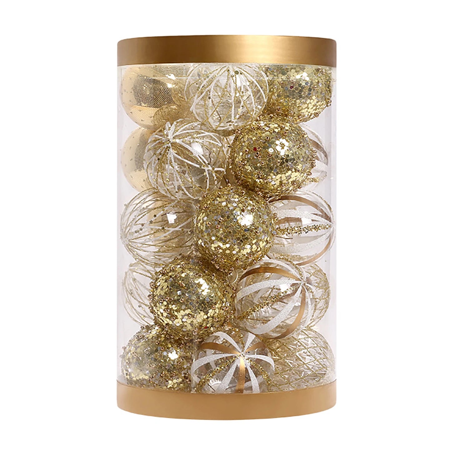 Gold White Clear Christmas Baubles