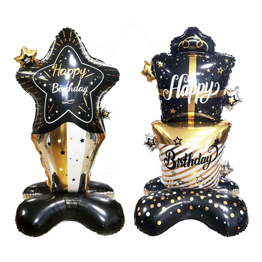 Gold and black table standing balloons