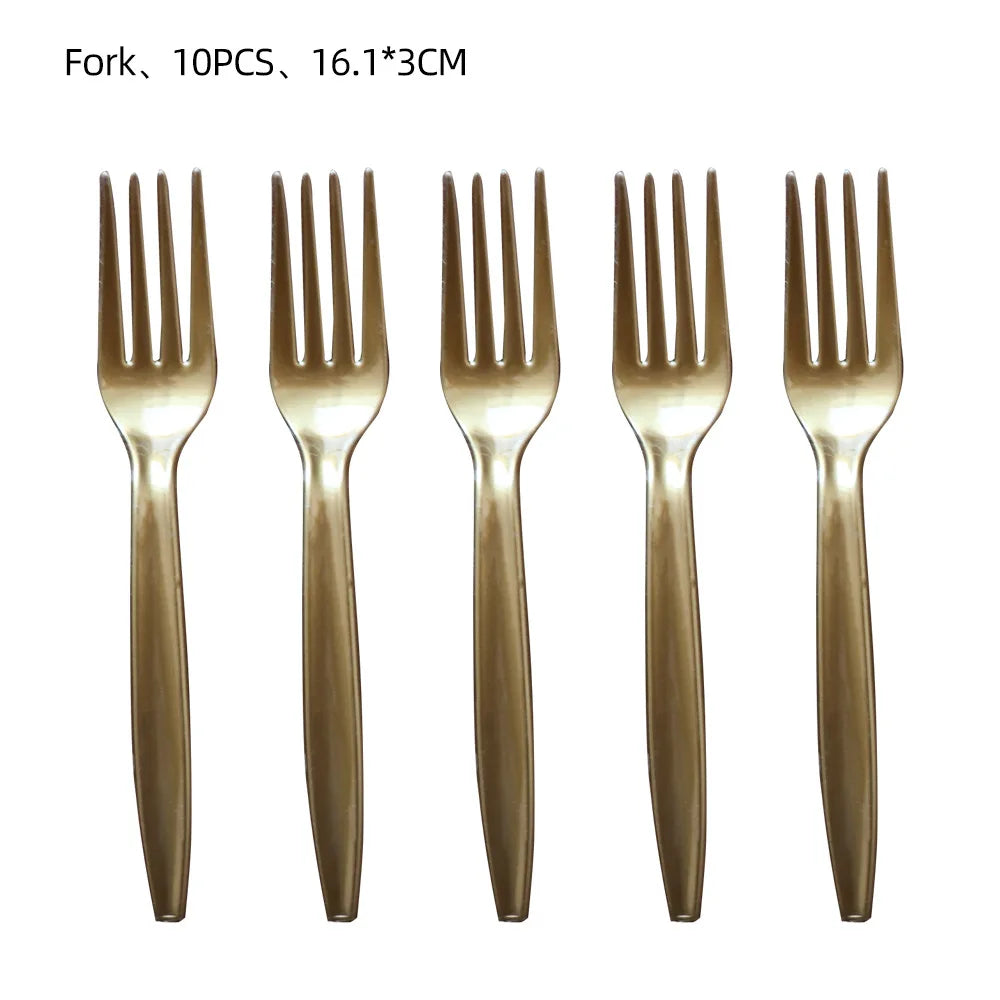 Gold plastic forks
