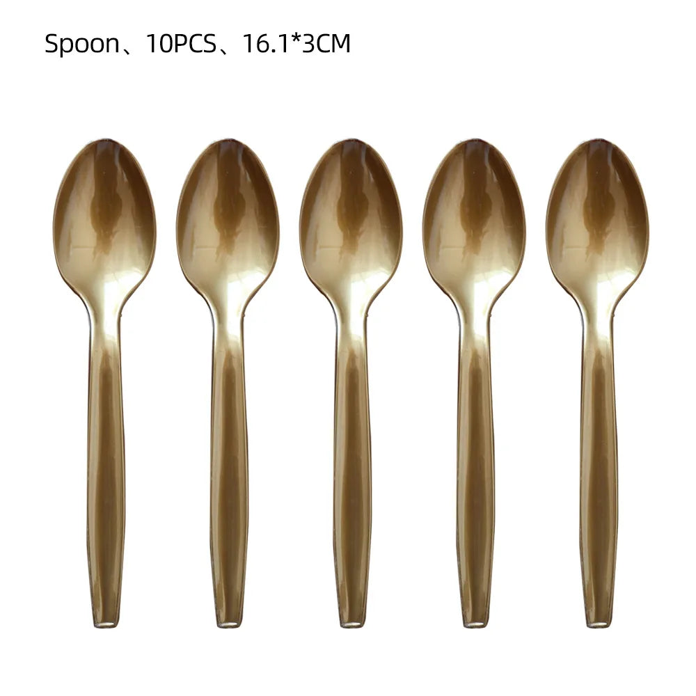 Gold plastic spoons