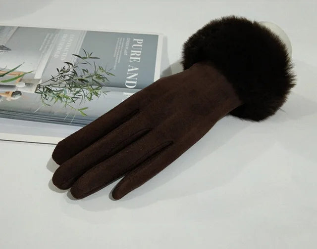 Womens Faux Fur Warm Winter Gloves