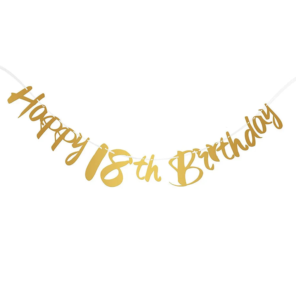 Happy 18th birthday gold banner