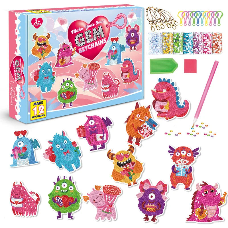 Monsters Keychain Gem Art DIY Craft Kit