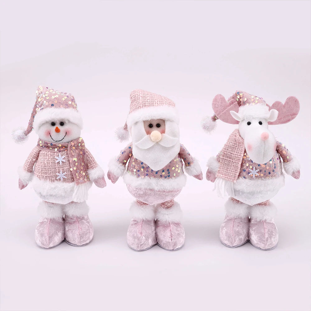 Pink plush festive reindeer snowman santa reindeer elk