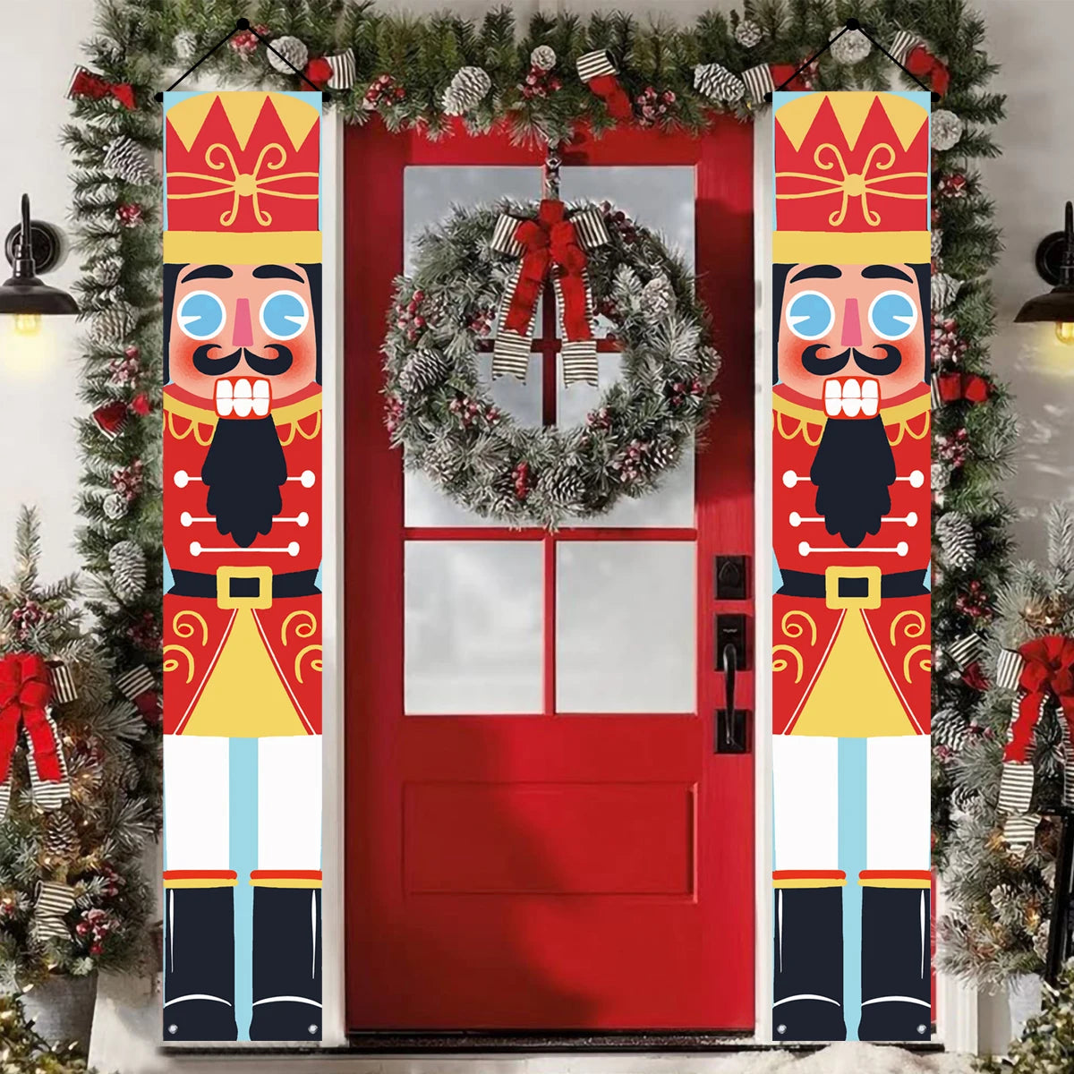 Red Christmas Nutcracker Banner Hanging Decorations