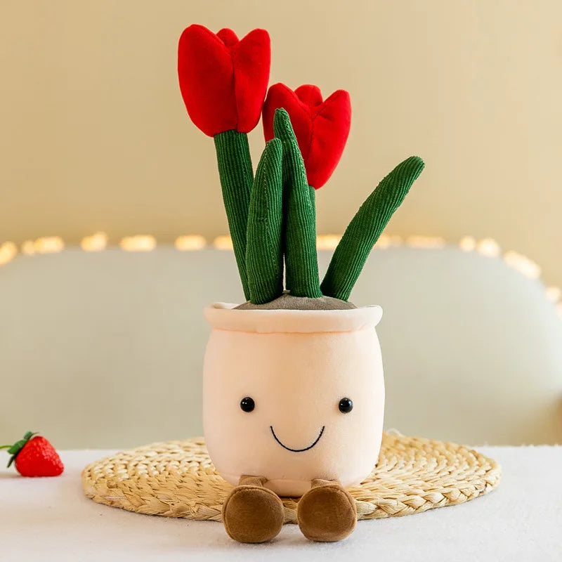 Red Tulip Plush Teddy For Her