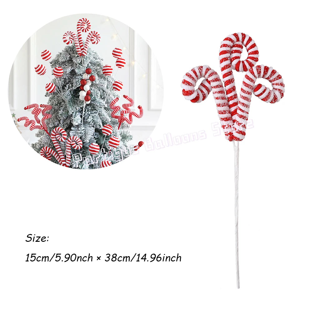 Red and white candy cane Christmas tree stems