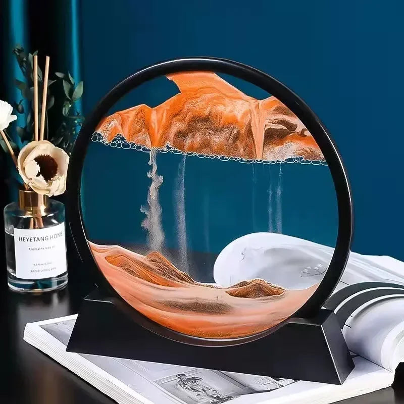 Rotating Sand art ornament in orange and black